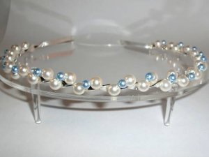 Wedding Bridal Headband Crystal Pearl Tiara Prom made with SWAROVSKI ELEMENTS