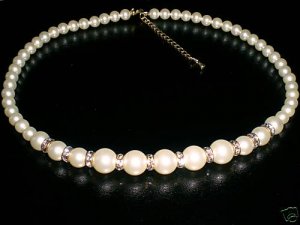 Wedding Choker Cream Crystal Pearls Gold Rondelles made with SWAROVSKI ELEMENTS