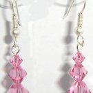 Sterling Silver 925 Rose Crystal Earrings Xmas Gift made with SWAROVSKI ELEMENTS