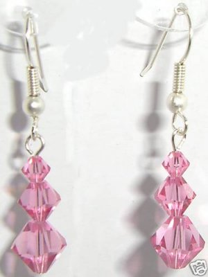 Sterling Silver 925 Rose Crystal Earrings Xmas Gift made with SWAROVSKI ELEMENTS