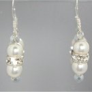 Wedding Xmas Gift Crystal Pearls Rondelles Earrings made with SWAROVSKI ELEMENTS