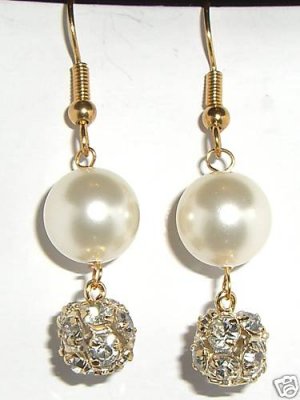 Wedding Xmas Gift Crystal Pearl & Ball Earrings made with SWAROVSKI ELEMENTS