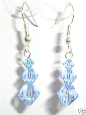 Sterling Silver Lt Sapphire Xmas Crystal Earrings made with SWAROVSKI ELEMENTS