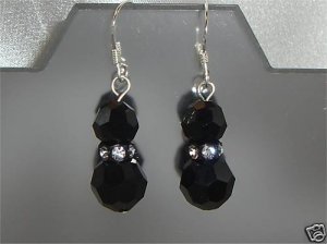 Sterling Silver Xmas Valentine Jet Crystal Earings made with SWAROVSKI ELEMENTS