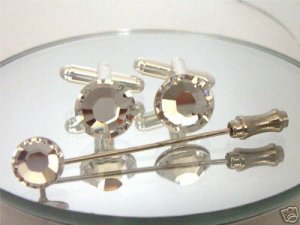 6 Cufflinks & Tie Pin set made with SWAROVSKI ELEMENTS