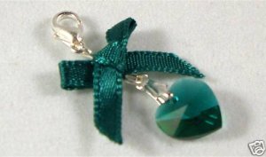 Something New Bridal Emerald Crystal Heart Charm made with SWAROVSKI ELEMENTS
