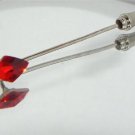 Wedding  RHOMBUS Lt. Siam Crystal Cravat Tie Pin made with SWAROVSKI ELEMENTS