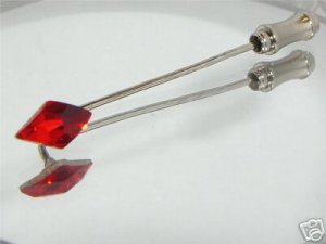 Wedding  RHOMBUS Lt. Siam Crystal Cravat Tie Pin made with SWAROVSKI ELEMENTS