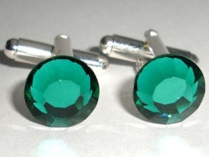 RARE! Wedding Party Gift Emerald Crystal Cufflinks made with SWAROVSKI ELEMENTS