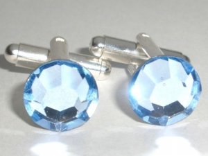 RARE! Wedding Party Lt. Sapphire Crystal Cufflinks made with SWAROVSKI ELEMENTS