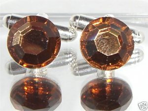 RARE! Wedding Party Gift Brown Crystal Cufflinks made with SWAROVSKI ELEMENTS
