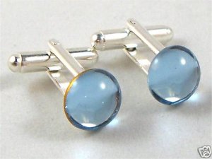 Wedding Groom Usher Aqua Cabochon Crystal Cufflinks made with SWAROVSKI ELEMENTS