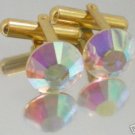 Wedding Groom Golden Gift Crystal AB Cufflinks made with SWAROVSKI ELEMENTS