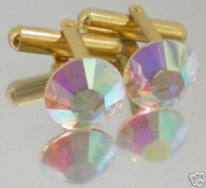 Wedding Groom Golden Gift Crystal AB Cufflinks made with SWAROVSKI ELEMENTS