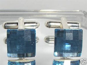 Wedding  Chess Aqua Crystal Groom Usher Cufflinks made with SWAROVSKI ELEMENTS