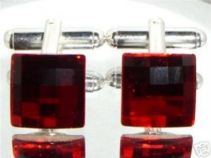 Red Chess Crystal Wedding Groom Usher Cufflinks made with SWAROVSKI ELEMENTS