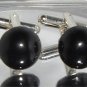Wedding Groom Usher Cabochon Jet Crystal Cufflinks made with SWAROVSKI ELEMENTS