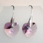 Wedding Xmas Lt.Amethyst Crystal Hearts  Earrings made with SWAROVSKI ELEMENTS