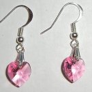 Sterling Silver Rose Crystal Heart  Earrings 925 made with SWAROVSKI ELEMENTS