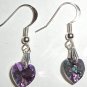 Sterling Silver Lt. Vitrail Crystal Heart  Earrings made with SWAROVSKI ELEMENTS