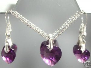 Heart  Pendant Set Silver made with SWAROVSKI ELEMENTS