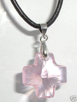 Wedding Necklace on Cord 20mm Crystal Cross Pendant made with SWAROVSKI ELEMENTS