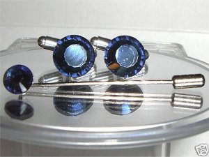Wedding Montana Crystal Cufflinks & Tie Pin Set made with SWAROVSKI ELEMENTS