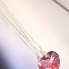 Sterling Silver Rose Crystal Heart Pendant Necklace made with SWAROVSKI ELEMENTS