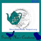 Stencil-Rose Teapot