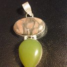 Brand New Beautiful 2 Inch Brown And Green Stoned Pendant