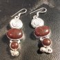 Brand New Beautiful  Burgundy Dangled Stone Silver Earrings