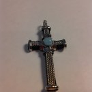 Brand New Beautiful Pendant Cross with a light blue Stone in the middle