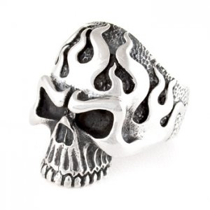 Flame Skull Ring by Silverlgy, available US size: 7-15