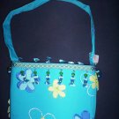 Blue~Turquoise Flower Handmade Purse, Handbag, Womens