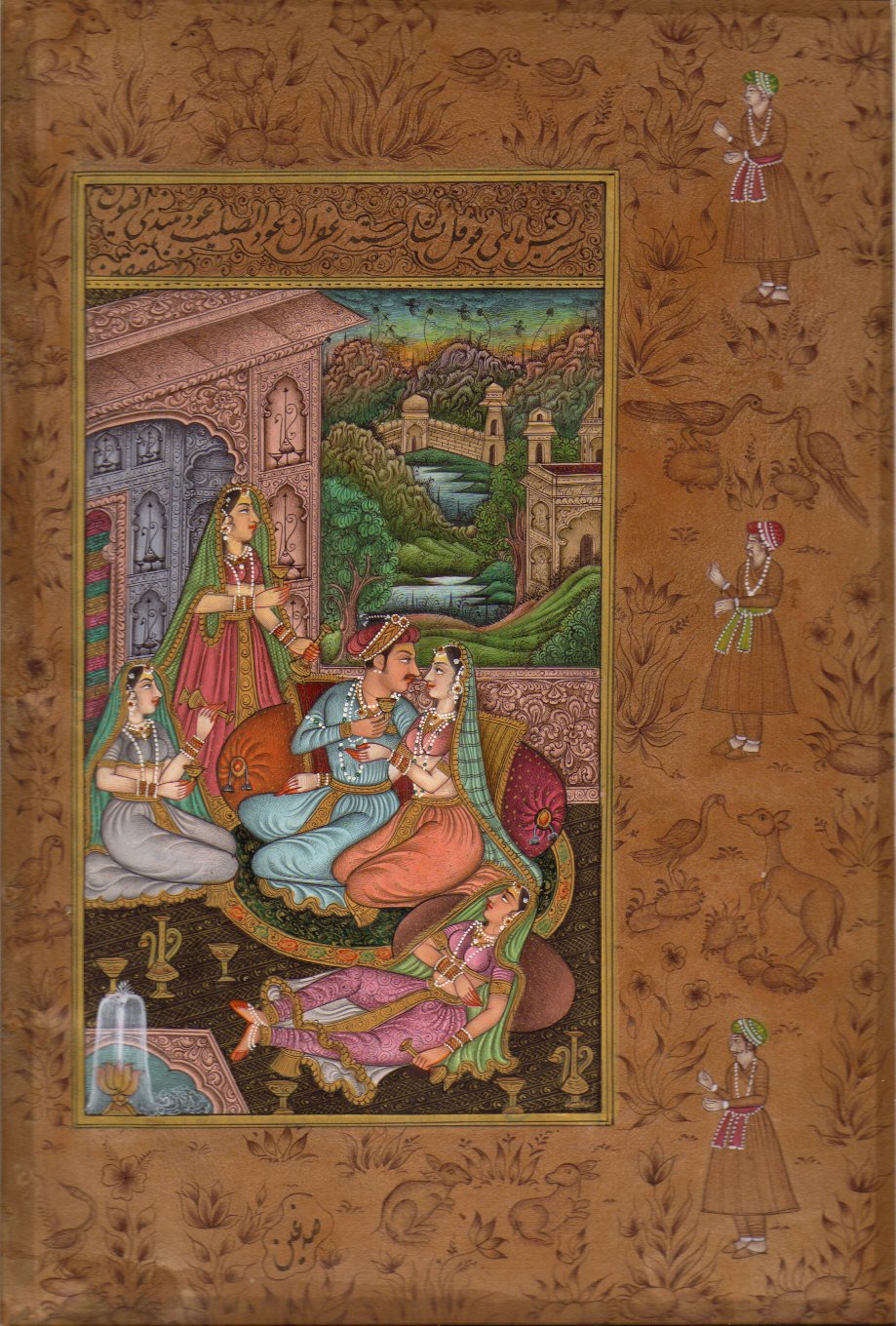 Indian Miniature Painting Handmade Harem Moghul Mughal Contemporary Art Work