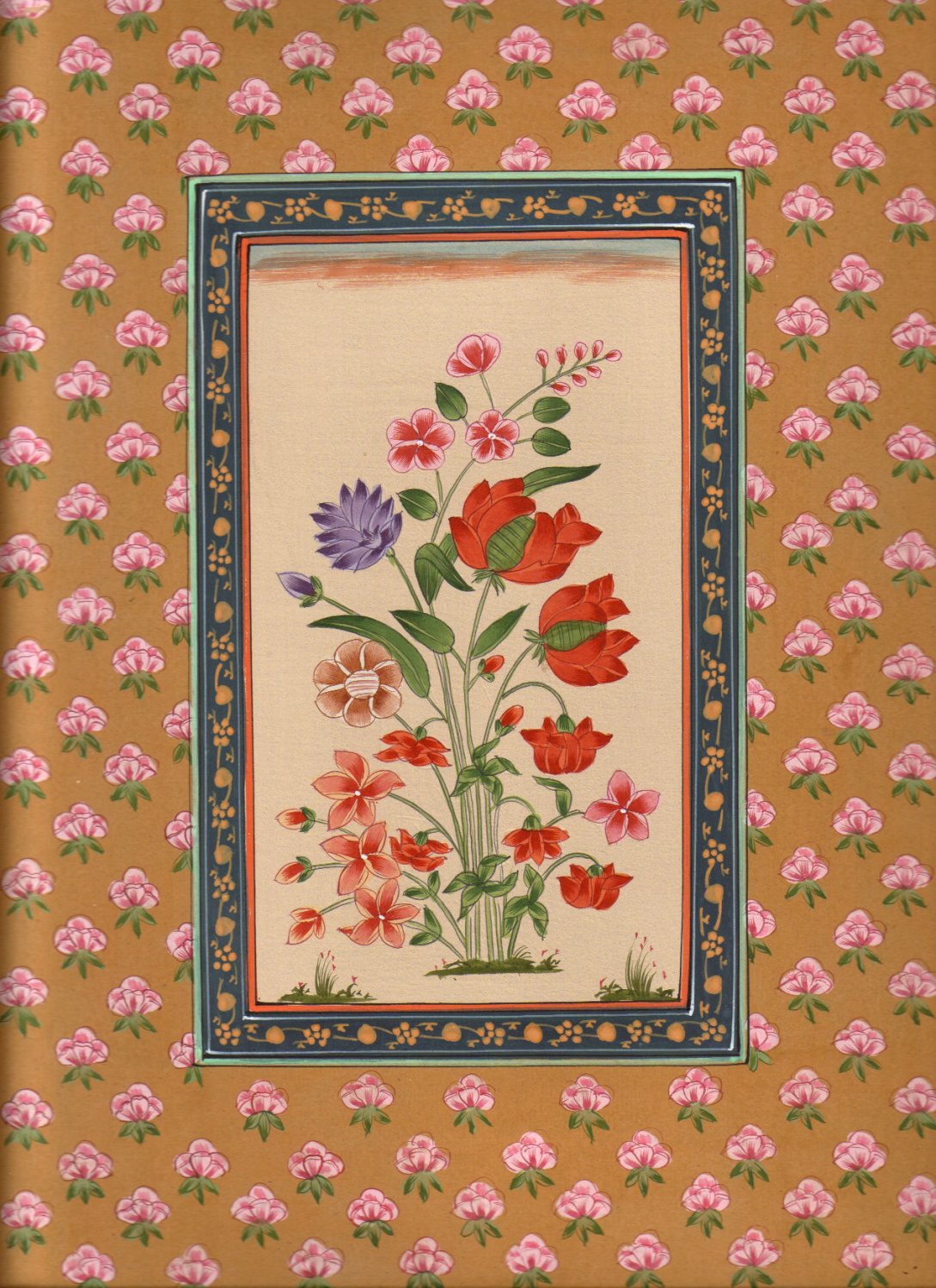 Mughal Floral Flower Miniature Painting Moghul Indian Handmade ...