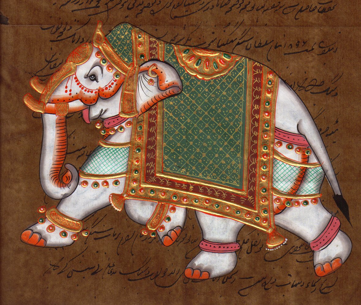 HANDMADE Indian Elephant Painting Vintage Stamp Paper India Animal   4ebb71a781543 228673b 