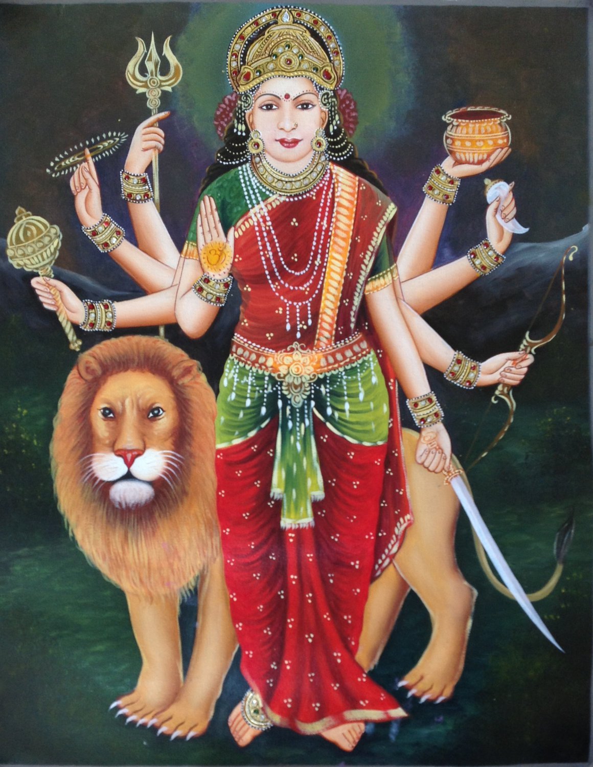 Durga Devi Hindu Goddess Painting Handmade Indian Religion Spiritual ...