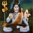 Shiva & Nandi Bull Art Handmade Hindu Indian God Ethnic Oil on Canvas Painting