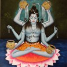 Shiva Reincarnation Art Handmade Hindu Indian God Ethnic Oil on Canvas Painting