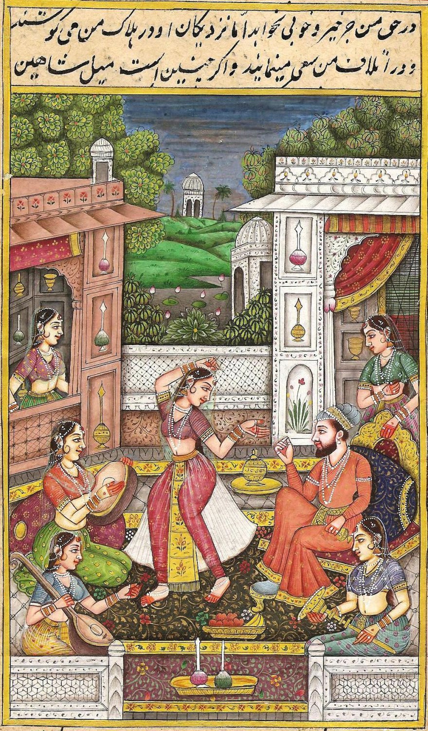 Mughal Miniature Painting Handmade Indian Classical Harem Watercolor Folk Art