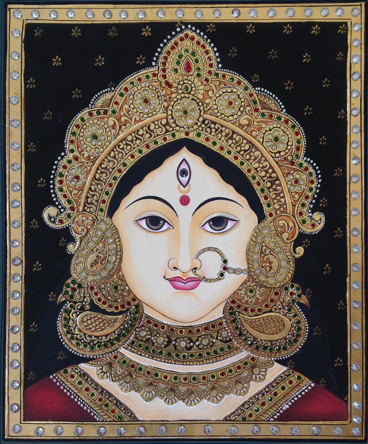 Tanjore Durga Goddess Painting Handmade Indian Thanjavur Wall Decor ...