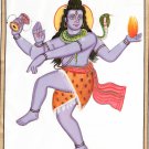 Mahadev Shiva Painting Handmade India Hindu Deity Silk Watercolor Spiritual Art