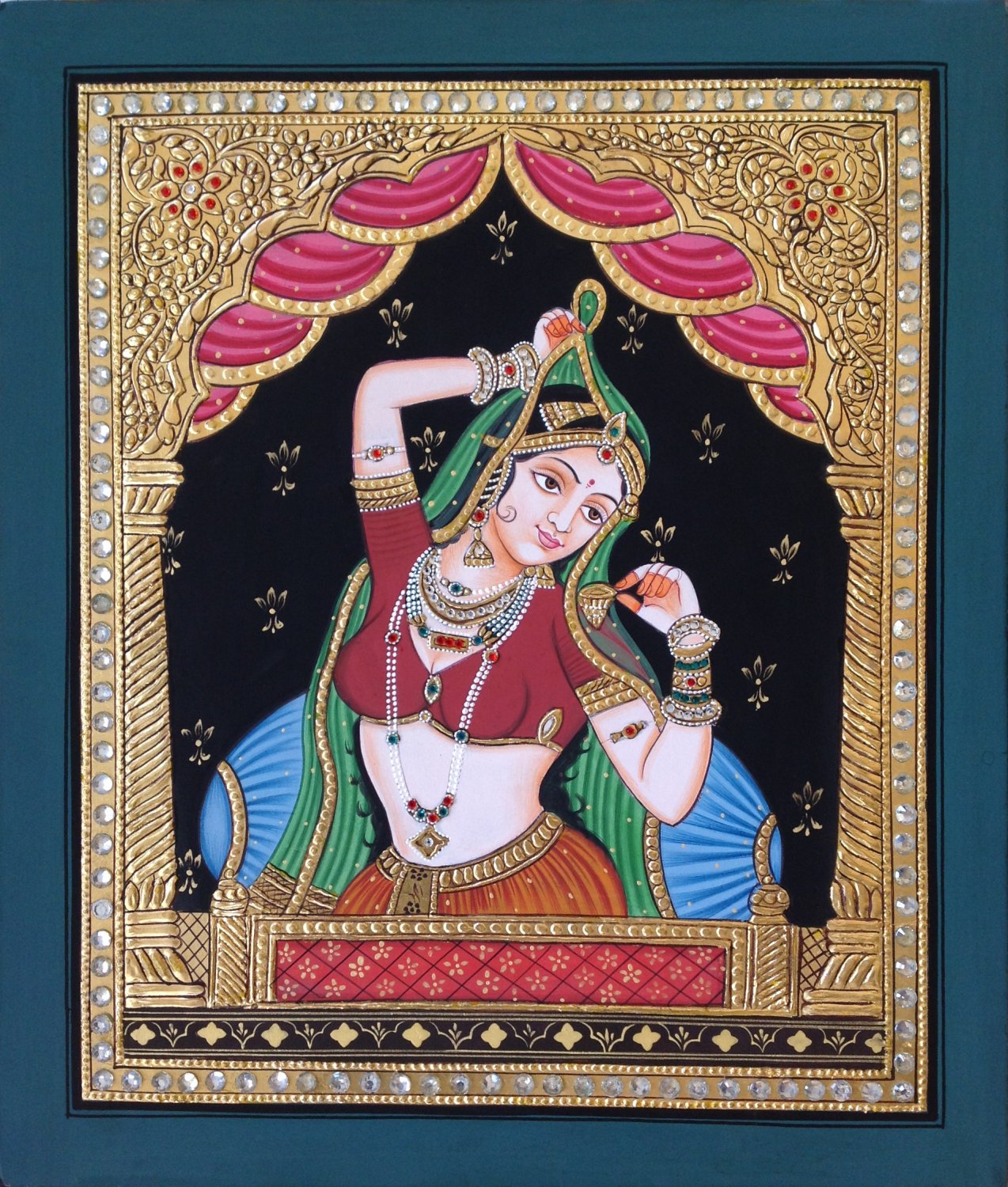 Tanjore Rajasthani Rani Painting Handmade Indian Thanjavur Wall Decor ...