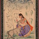 Todi Ragini Miniature Art Indian Rajasthani Ethnic Handmade Ragamala Painting
