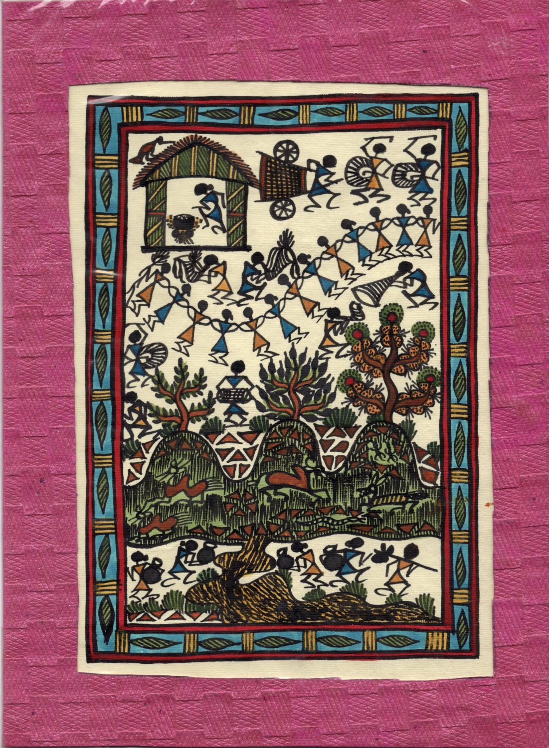 Warli Indian Painting Handmade Maharashtra Tribal Miniature Decor Varli Folk Art