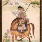 Mughal Dynasty Miniature Painting Stunning Royal Moghul Equestrian Falconry Art