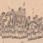 Mughal Miniature Drawing Rare Black Ink Handmade Moghul Procession Indian Art