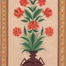 Mughal Floral Miniature Painting Moghul Indian Handmade Watercolor Flower Art