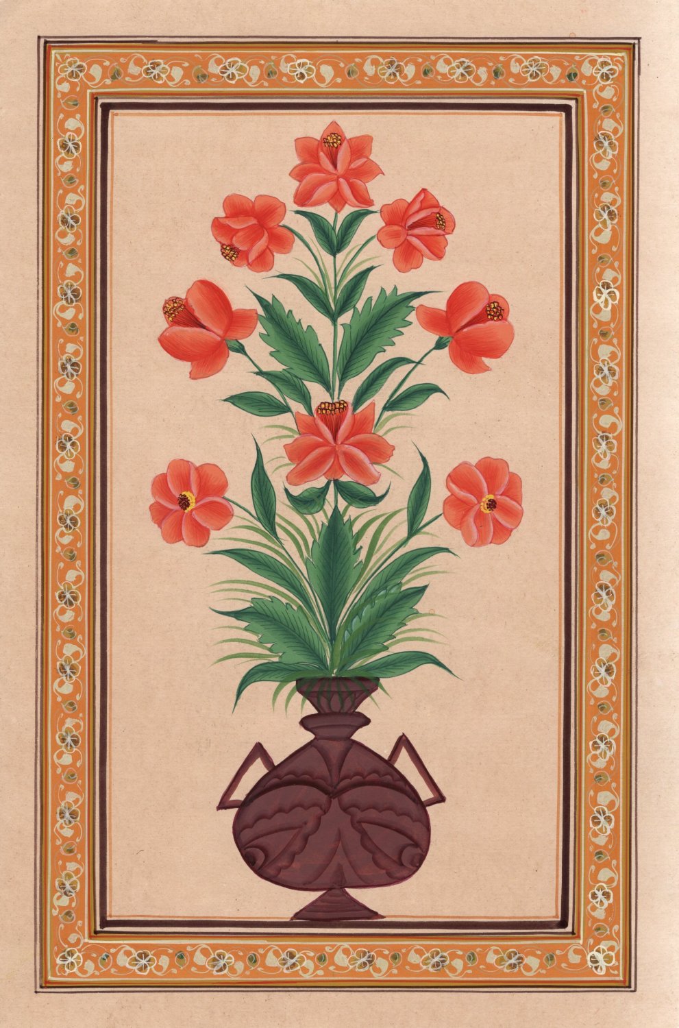 Mughal Floral Miniature Painting Moghul Indian Handmade Watercolor   564839a1044c2 228673b 